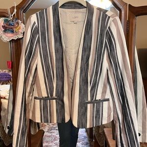 Size 2 Loft Open Front Striped Blazer